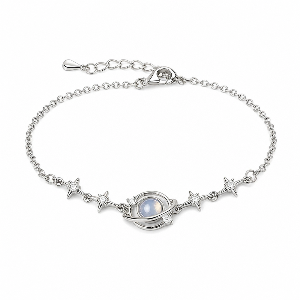 🌌🔥 50% OFF! S925 Sterling Silver Planet Star Bracelet – Hypoallergenic, Dainty, Luminescent Celestial Charm, Adjustable Chain, Lightweight Everyday Jewelry for Women, Gift-Ready ✨
