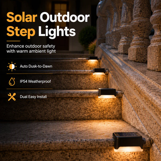 Outdoor Solar Railing Lights Waterproof LED Step Lights for Garden Stairs Fence Yard and Landscape Decoration