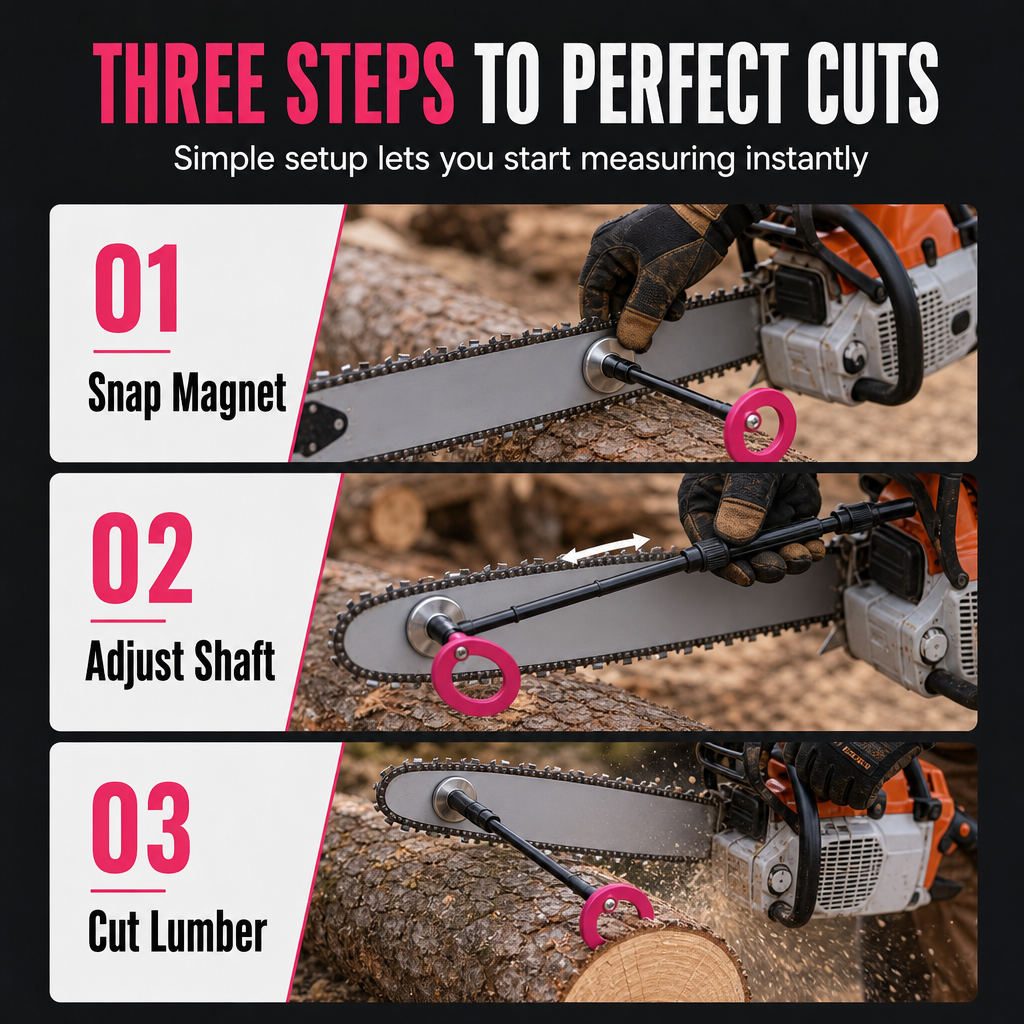 🪓 LIMITED-TIME 50% OFF! 📏 Chainsaw Cutting Marker Alignment Tool – Magnetic, Telescopic, Even Firewood Cuts ✨