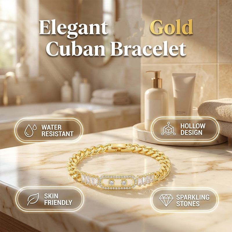 ✨ Gold-Tone Cubic Zirconia Chain Bracelet