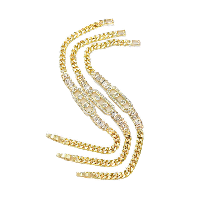 ✨ Gold-Tone Cubic Zirconia Chain Bracelet