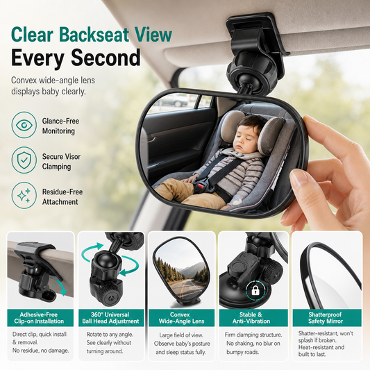 🚗 LIMITED-TIME 50% OFF! 👀 Wide Angle Convex Rearview Mirror – 360° Rotatable, Shatterproof, Dual Mount ✨