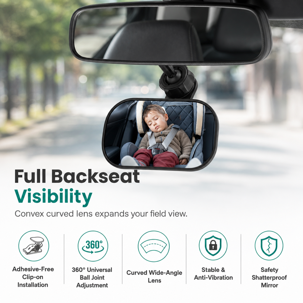 🚗 LIMITED-TIME 50% OFF! 👀 Wide Angle Convex Rearview Mirror – 360° Rotatable, Shatterproof, Dual Mount ✨