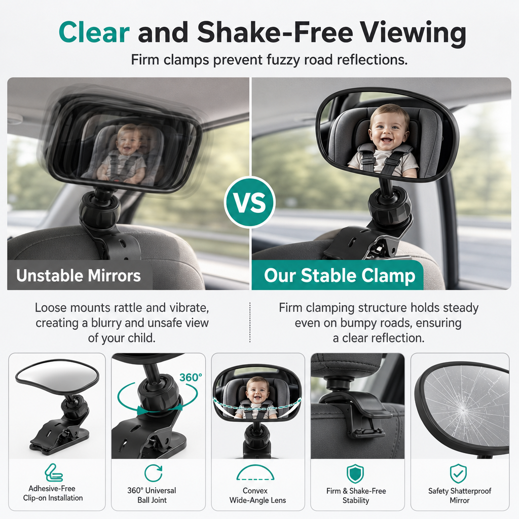 🚗 LIMITED-TIME 50% OFF! 👀 Wide Angle Convex Rearview Mirror – 360° Rotatable, Shatterproof, Dual Mount ✨