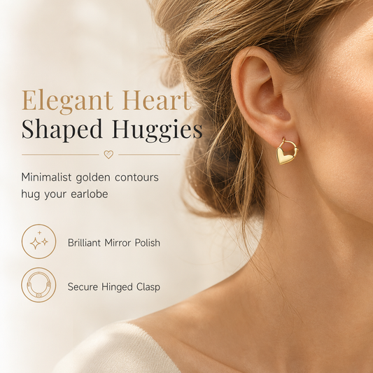 Minimalist Smooth Heart Huggie Hoop Earrings for Women Elegant and Versatile French Style Heart Shaped Earrings