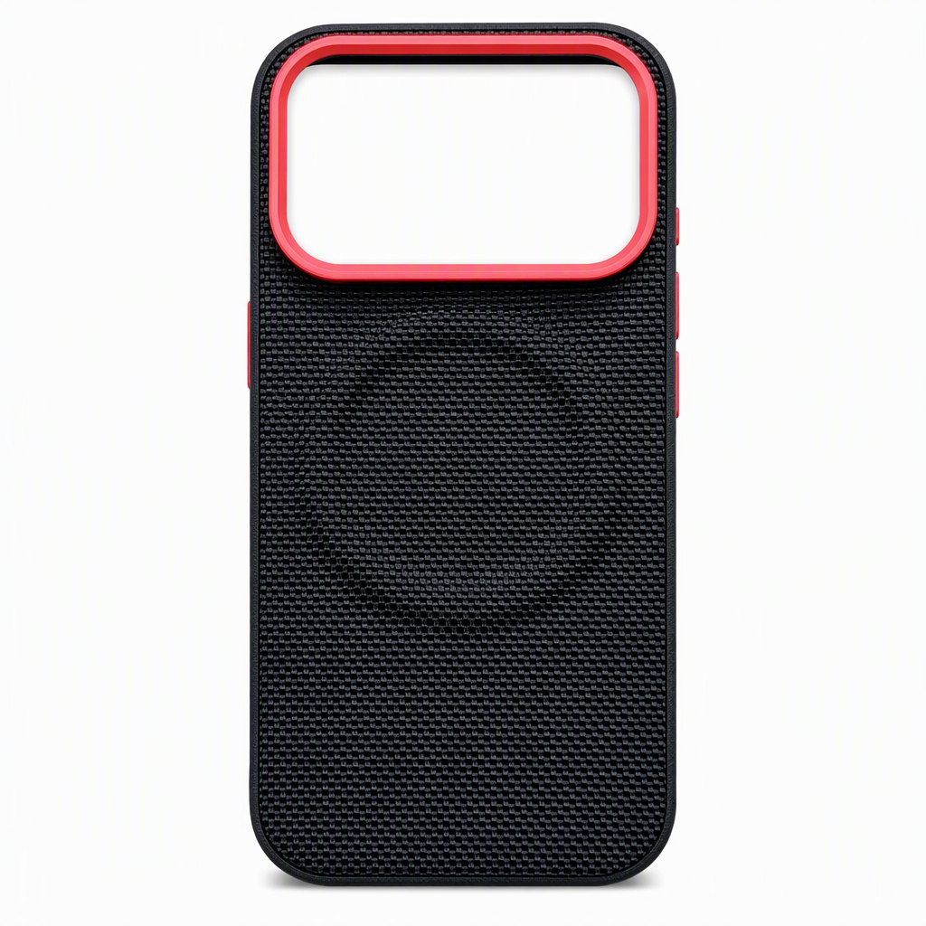 Magnetic Woven Texture Protective Phone Case with Gold Trim