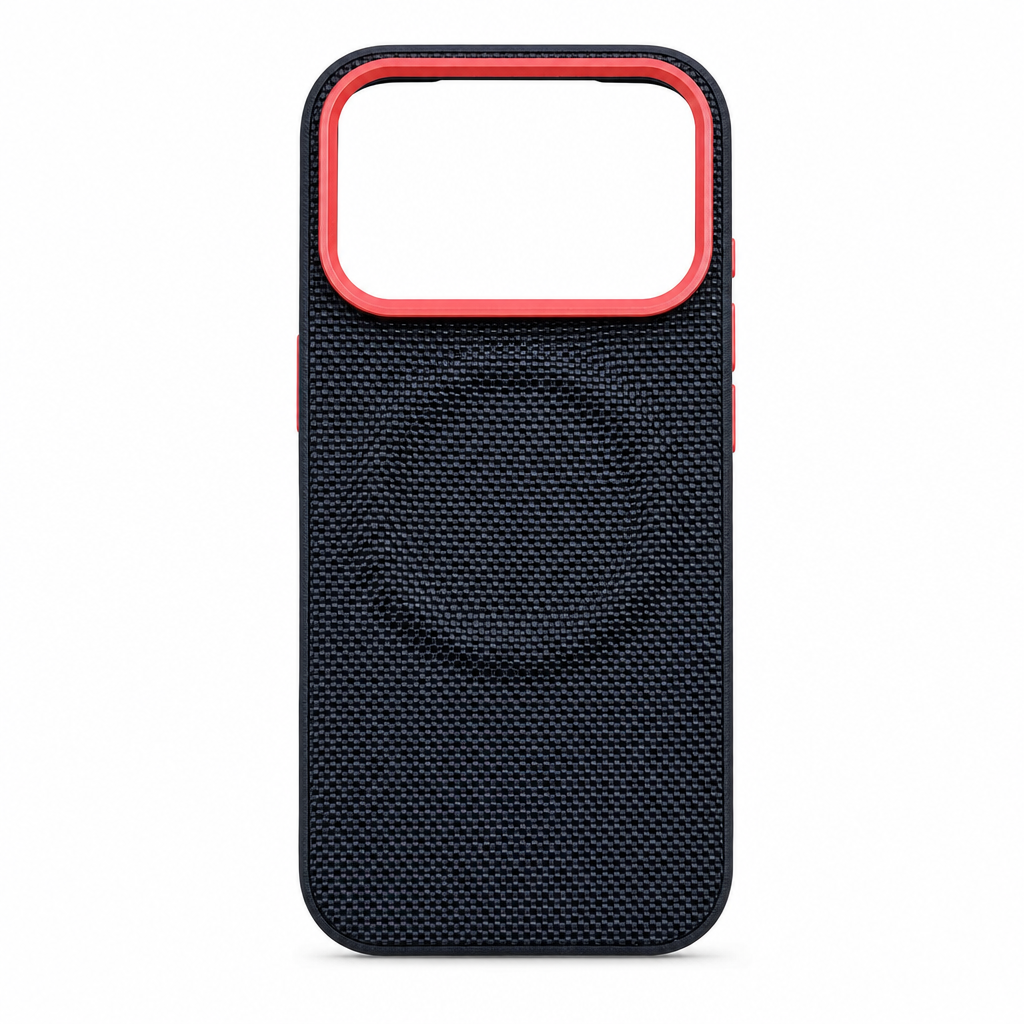 Magnetic Woven Texture Protective Phone Case with Gold Trim