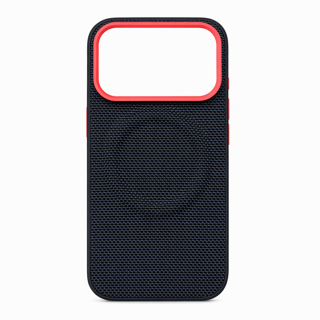 Magnetic Woven Texture Protective Phone Case with Gold Trim