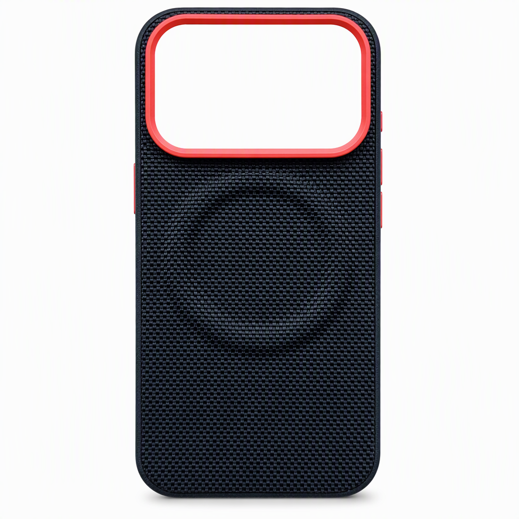 Magnetic Woven Texture Protective Phone Case with Gold Trim
