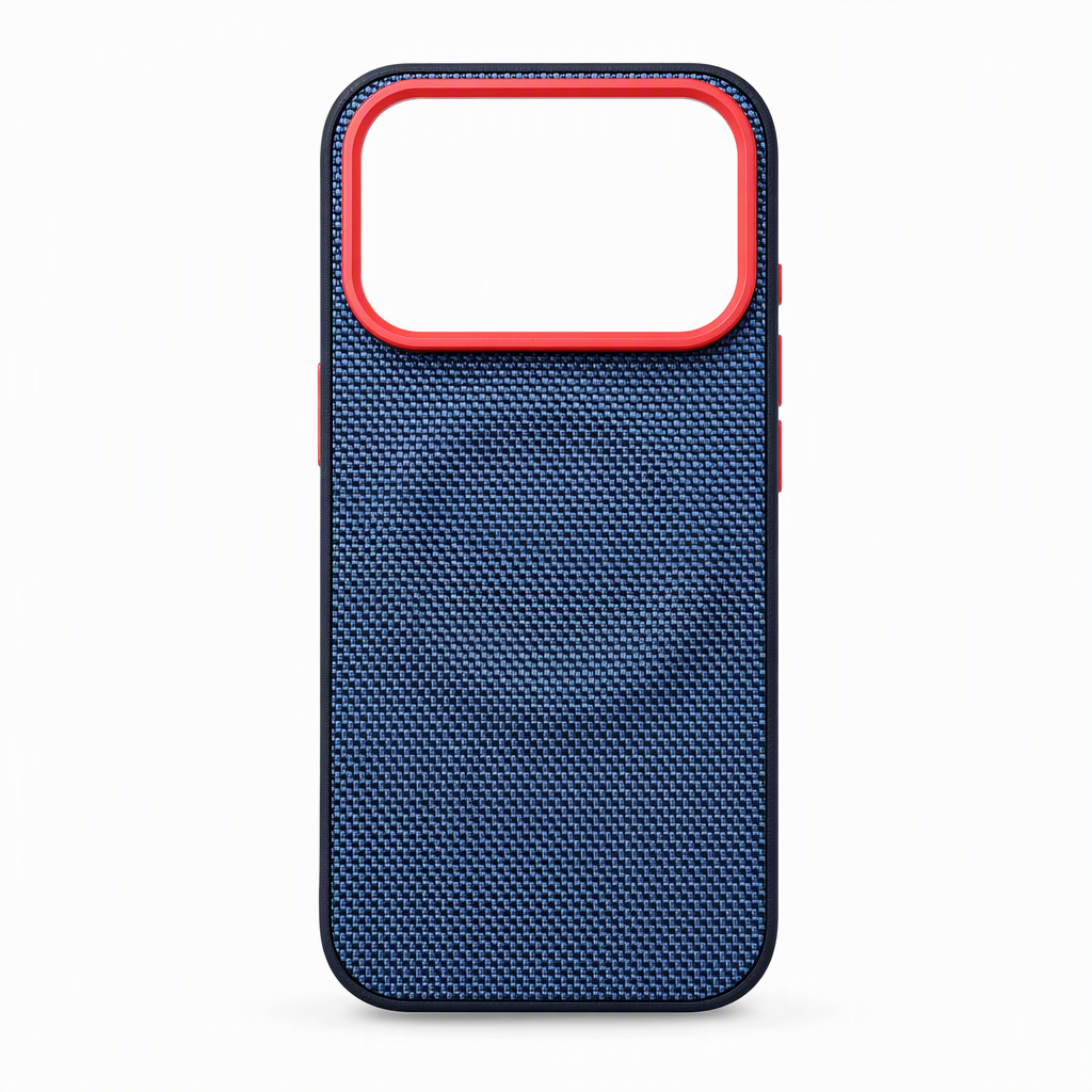 Magnetic Woven Texture Protective Phone Case with Gold Trim