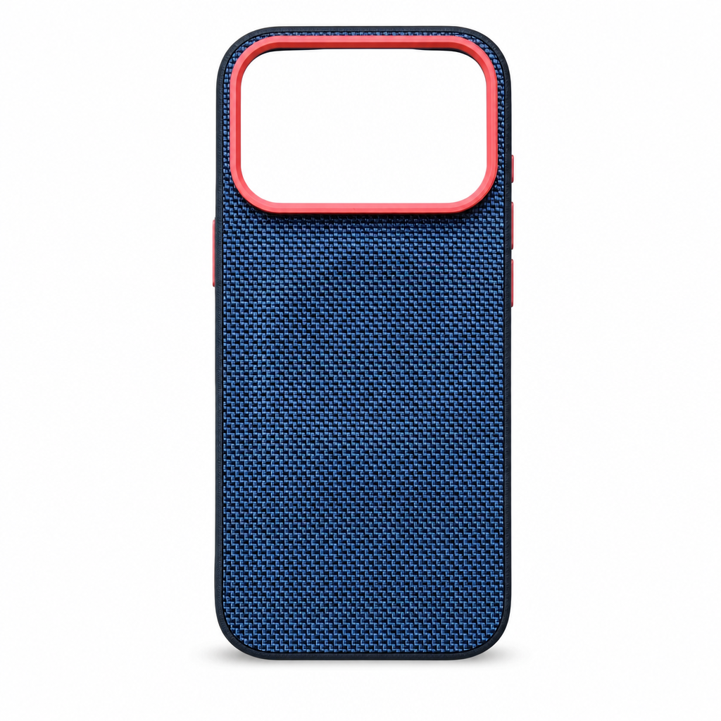 Magnetic Woven Texture Protective Phone Case with Gold Trim