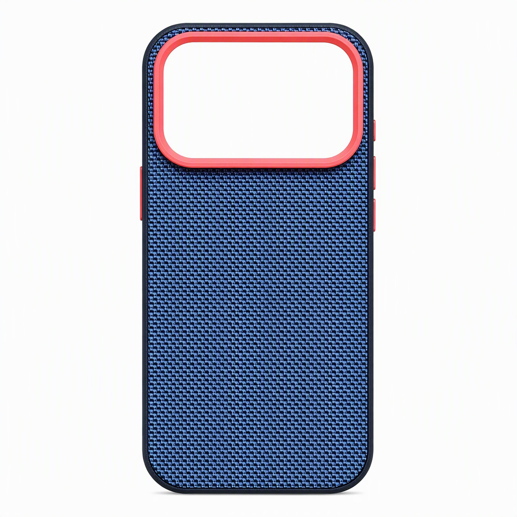 Magnetic Woven Texture Protective Phone Case with Gold Trim