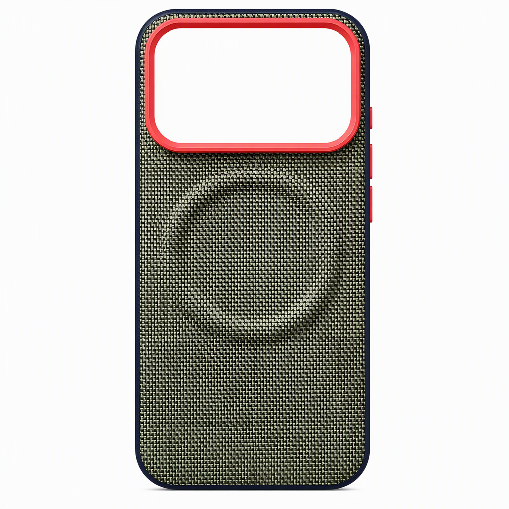 Magnetic Woven Texture Protective Phone Case with Gold Trim