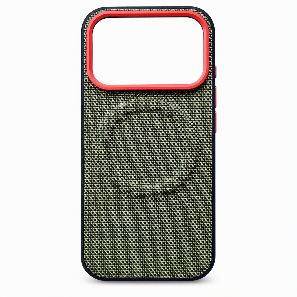 Magnetic Woven Texture Protective Phone Case with Gold Trim