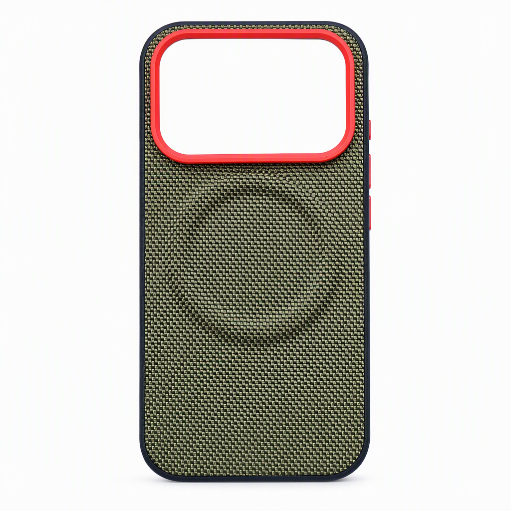 Magnetic Woven Texture Protective Phone Case with Gold Trim