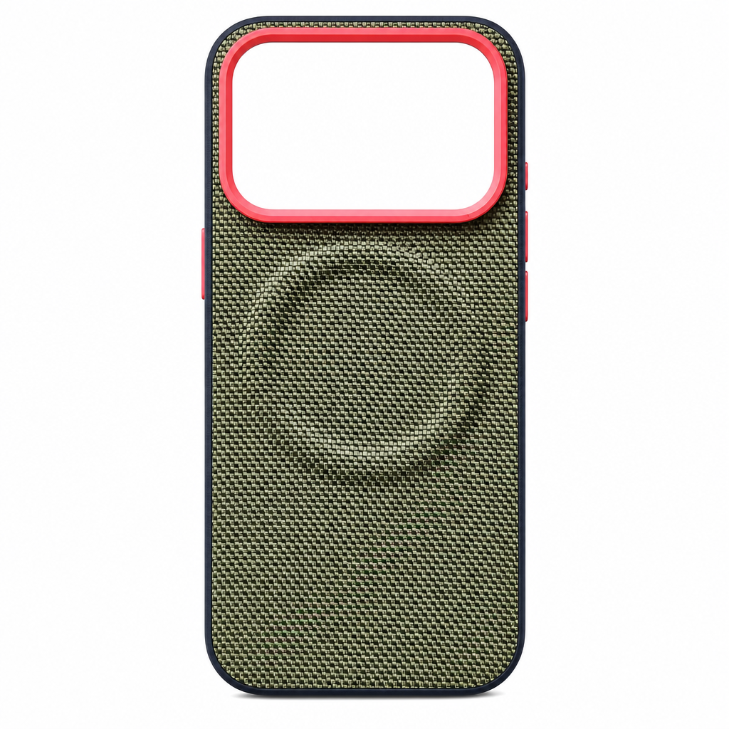 Magnetic Woven Texture Protective Phone Case with Gold Trim
