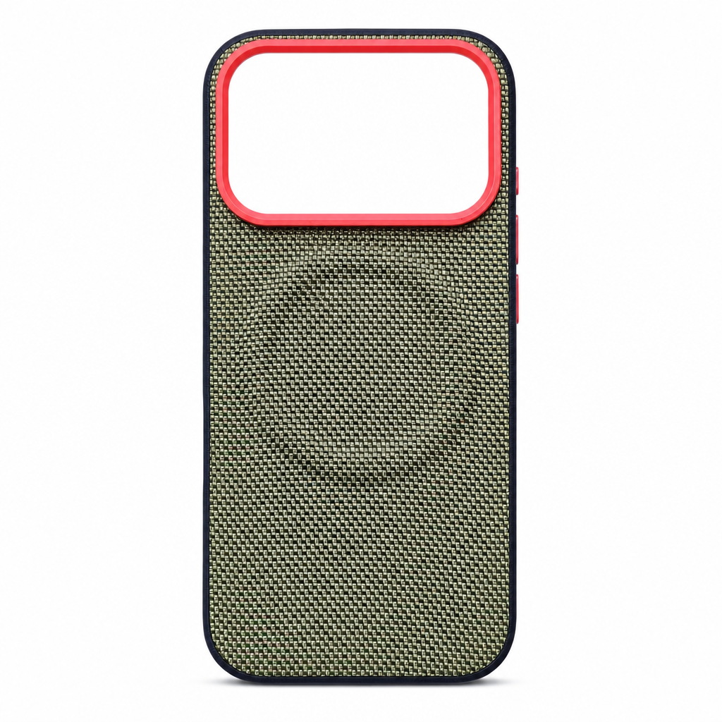 Magnetic Woven Texture Protective Phone Case with Gold Trim