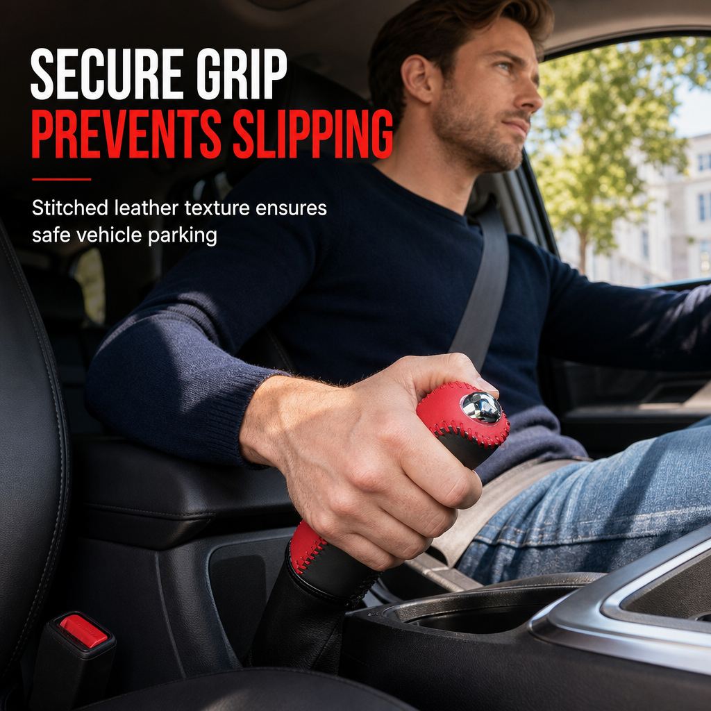 🚗 LIMITED-TIME 50% OFF! ✋ Universal Car Handbrake Protective Cover Sleeve – PU Leather, Anti-Slip, Interior Upgrade ✨