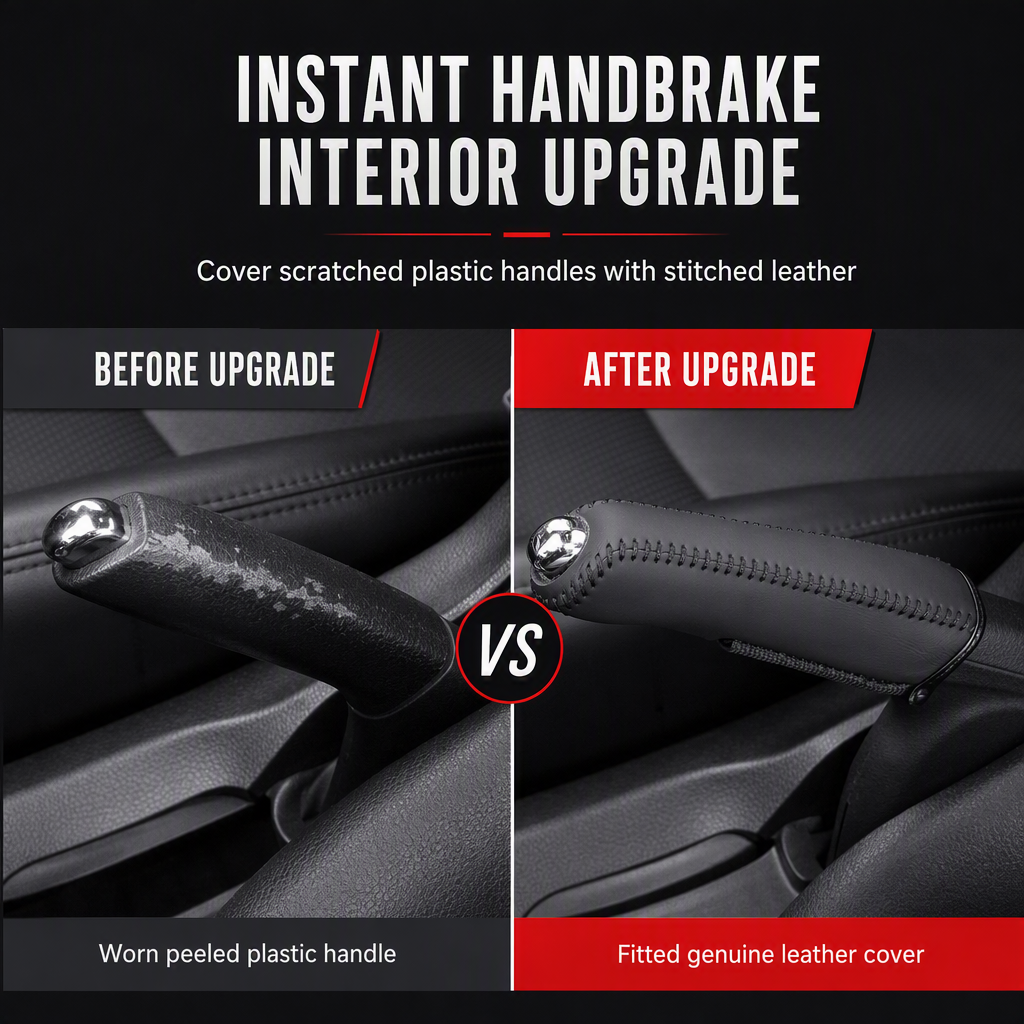 🚗 LIMITED-TIME 50% OFF! ✋ Universal Car Handbrake Protective Cover Sleeve – PU Leather, Anti-Slip, Interior Upgrade ✨
