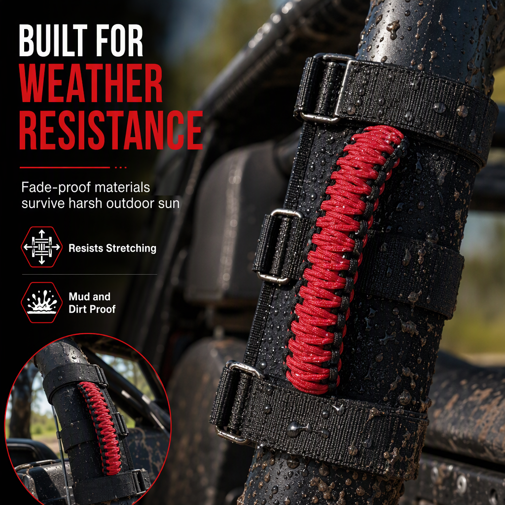 🚙 LIMITED-TIME 50% OFF! 🤝 Non-Slip Paracord Braided Roof Grab Handle – For SUV & Off-Road Vehicles ✨