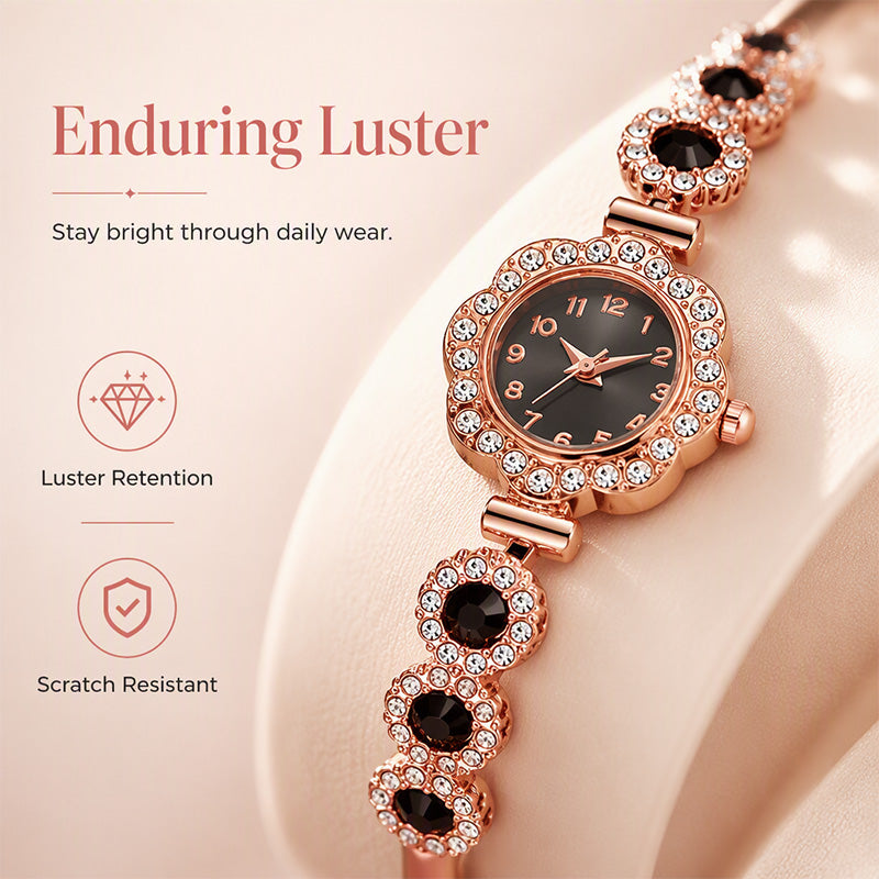 ⏳Limited-time 50% off⏰Women's Elegant Rhinestone Floral Bezel Watch🌸💎⌚