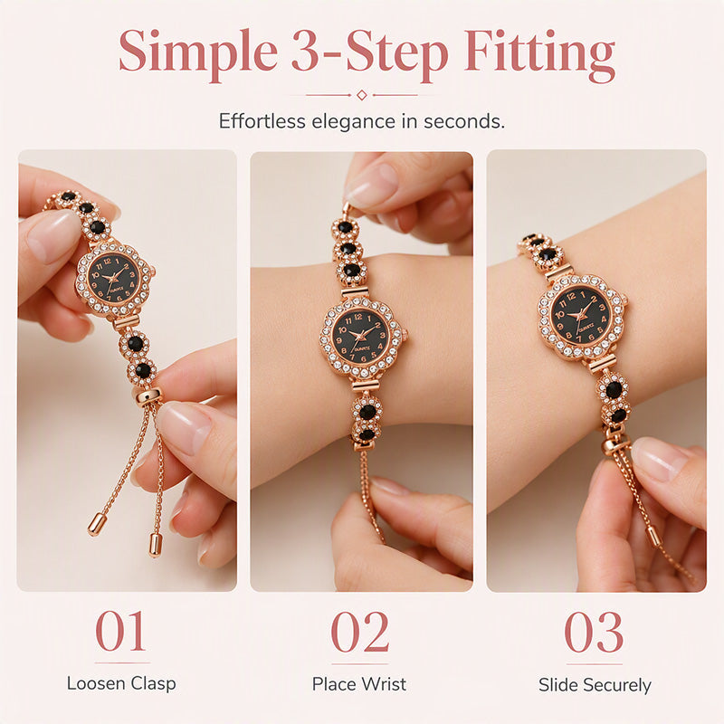 ⏳Limited-time 50% off⏰Women's Elegant Rhinestone Floral Bezel Watch🌸💎⌚