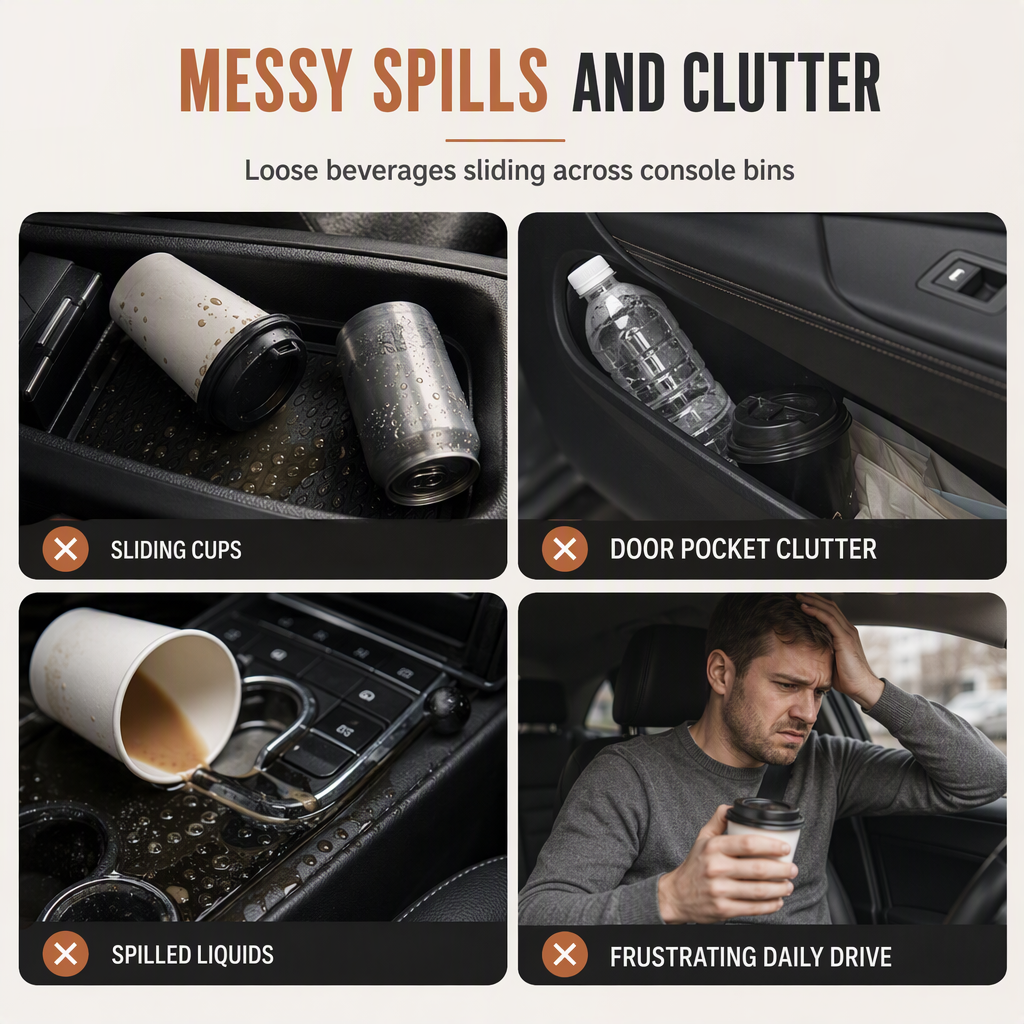 Multifunctional Foldable Car Door Cup Holder Large Diameter Beverage and Water Bottle Storage Rack
