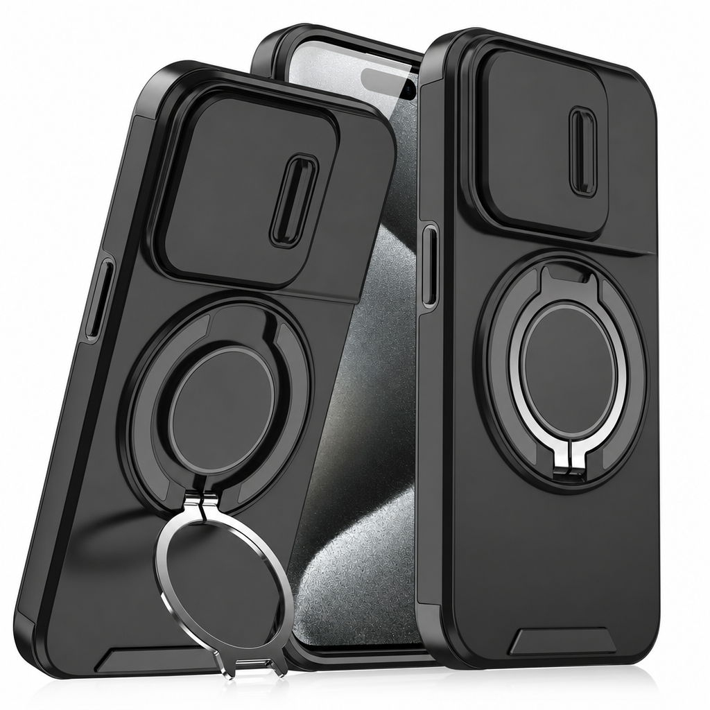 Shockproof Phone Case with Sliding Cover and Kickstand