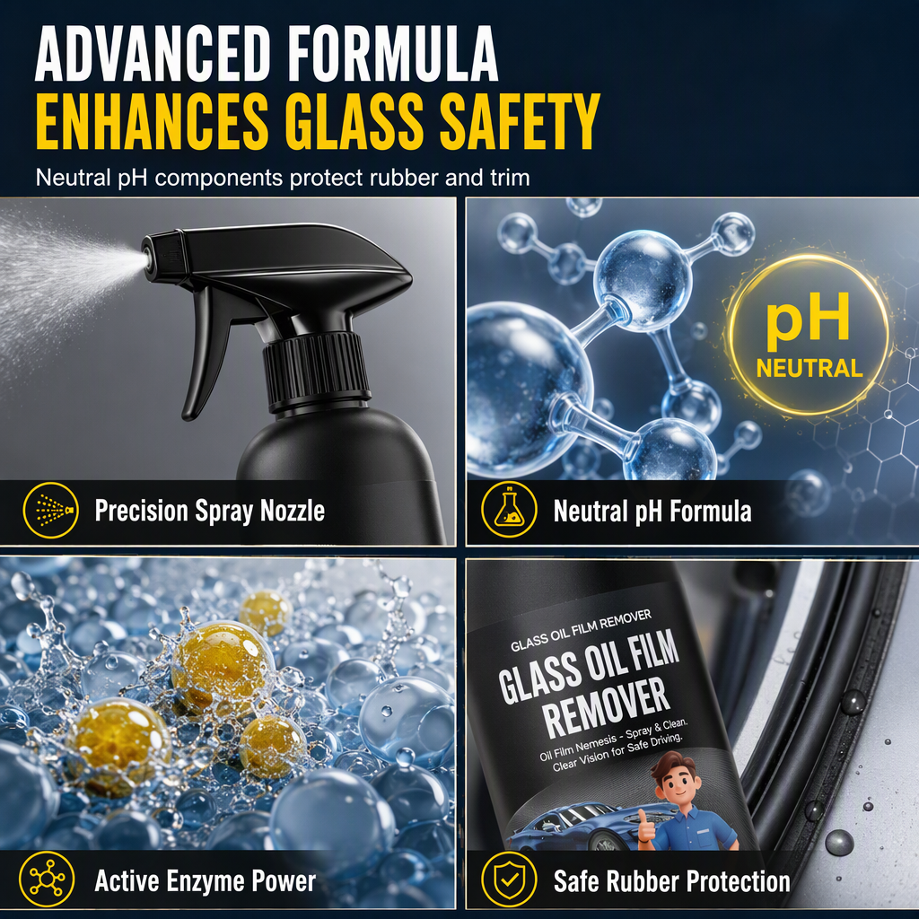 🚗 50% OFF NOW ✨ Windshield Oil-Film Remover Spray — Degreases & Clears Glare 💧