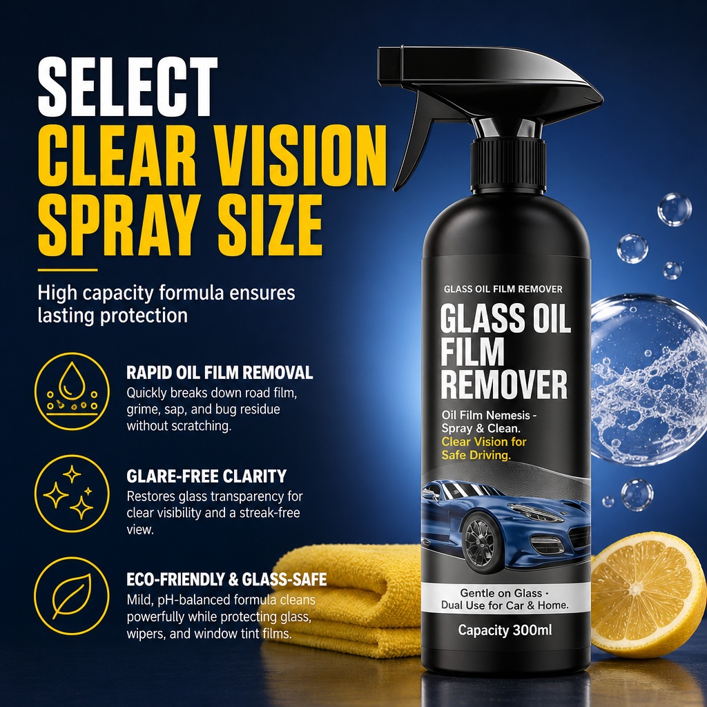 🚗 50% OFF NOW ✨ Windshield Oil-Film Remover Spray — Degreases & Clears Glare 💧