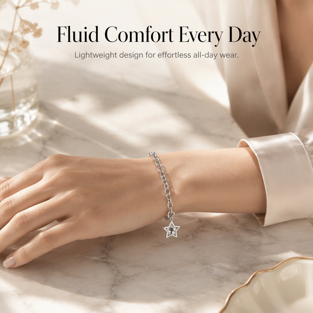 Trendy Textured Metal Wrinkled Star with Toggle Clasp Statement Collarbone Chain
