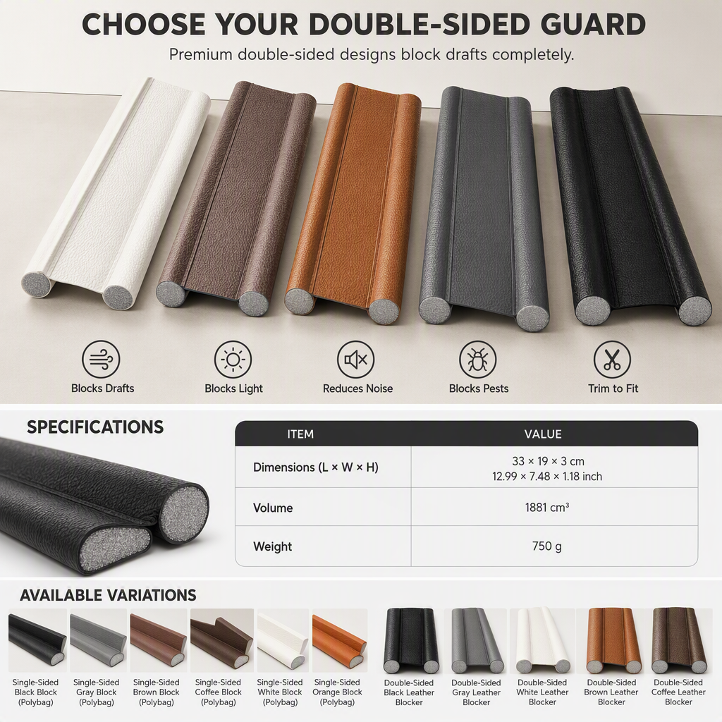 DIY Wear Resistant Leather Under Door Draft Stopper Windproof and Insect Proof Bedroom Door Bottom Seal Strip