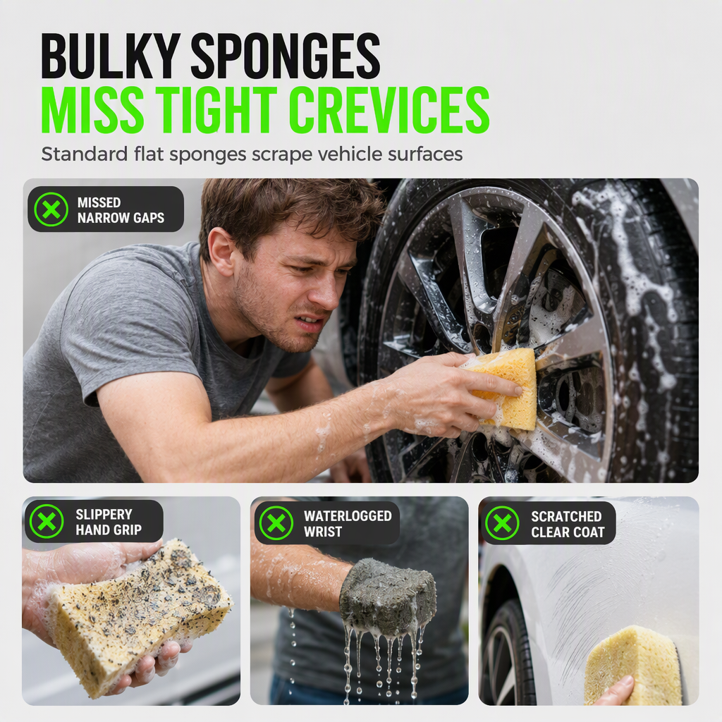 Thickened Plush Five Finger Car Wash Glove with Sandwich Mesh for Vehicle Detailing and Household Cleaning