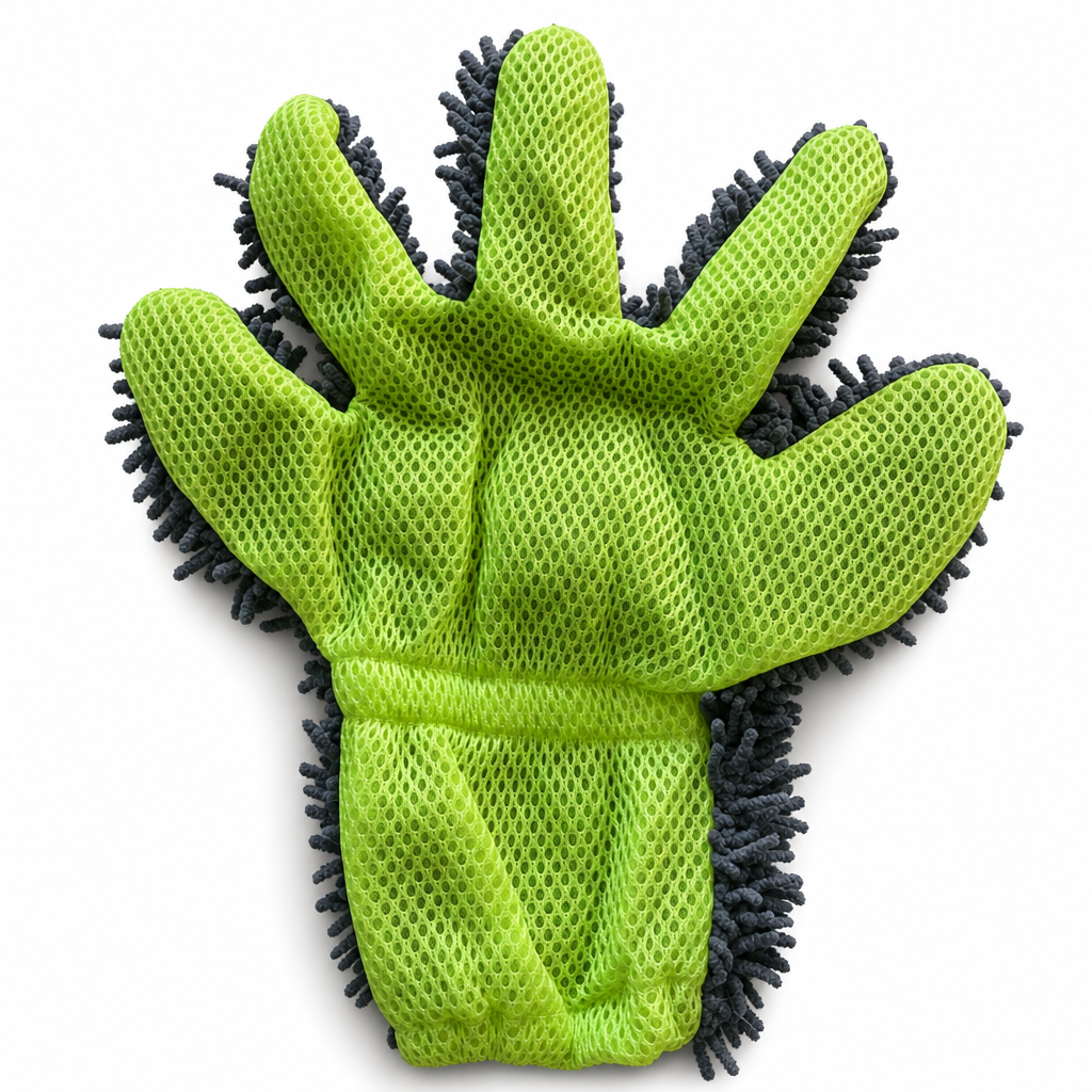 Thickened Plush Five Finger Car Wash Glove with Sandwich Mesh for Vehicle Detailing and Household Cleaning