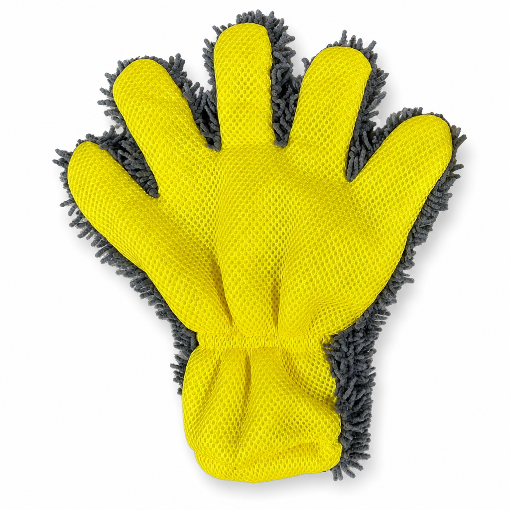 Thickened Plush Five Finger Car Wash Glove with Sandwich Mesh for Vehicle Detailing and Household Cleaning