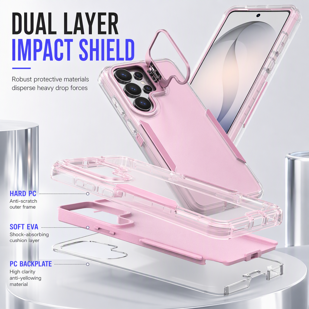 Shockproof Phone Case with Metal Lens Kickstand Protective Cover for Samsung Galaxy S26 S25 S24 S23 S22 Ultra Plus FE