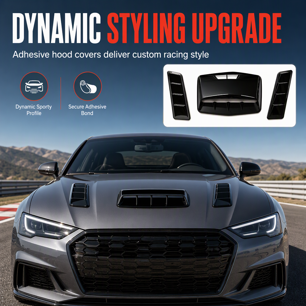 🚗 LIMITED-TIME 50% OFF! ✨ Car Hood Fake Air Vent Sticker – Shark Gill Style, Sport Look, No Drilling 🏎️