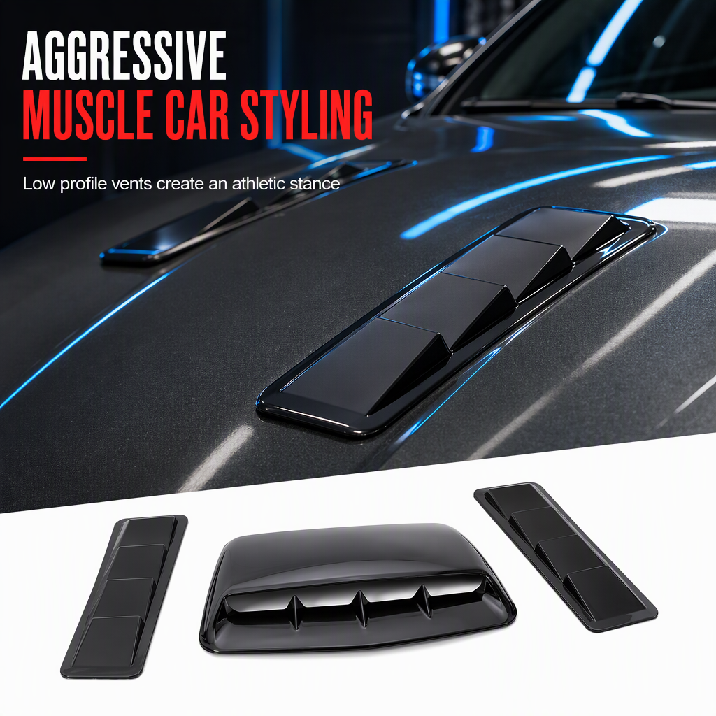 🚗 LIMITED-TIME 50% OFF! ✨ Car Hood Fake Air Vent Sticker – Shark Gill Style, Sport Look, No Drilling 🏎️