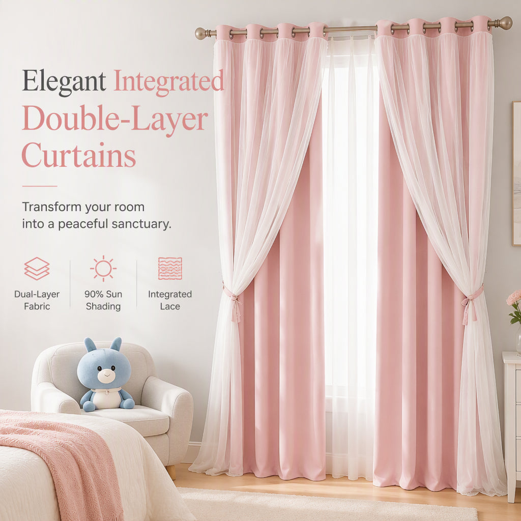 ✨ Double-Layer Curtains – Elegant Sheer Overlay & Light-Blocking Fabric for Cozy Bedrooms ❤️⭐