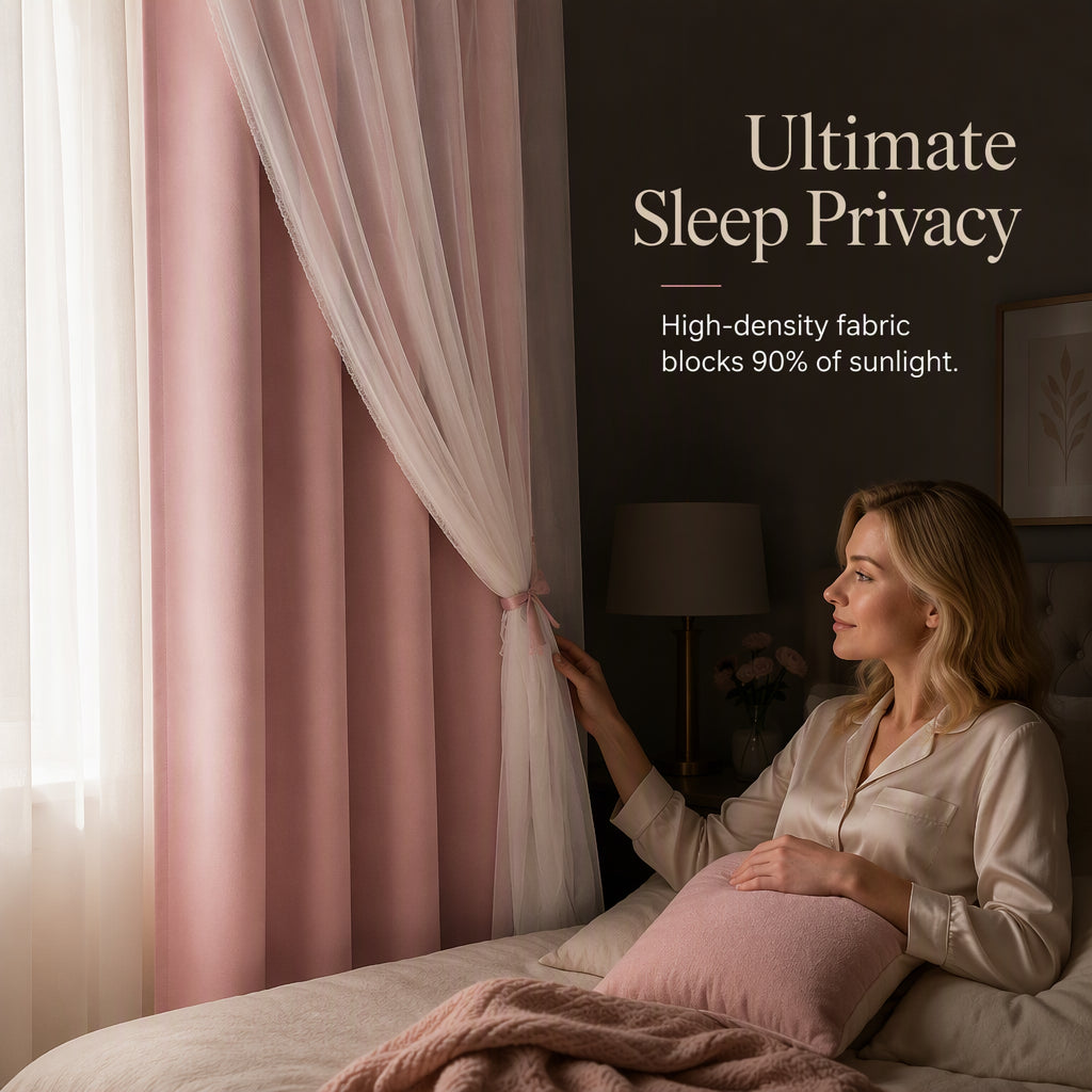 ✨ Double-Layer Curtains – Elegant Sheer Overlay & Light-Blocking Fabric for Cozy Bedrooms ❤️⭐