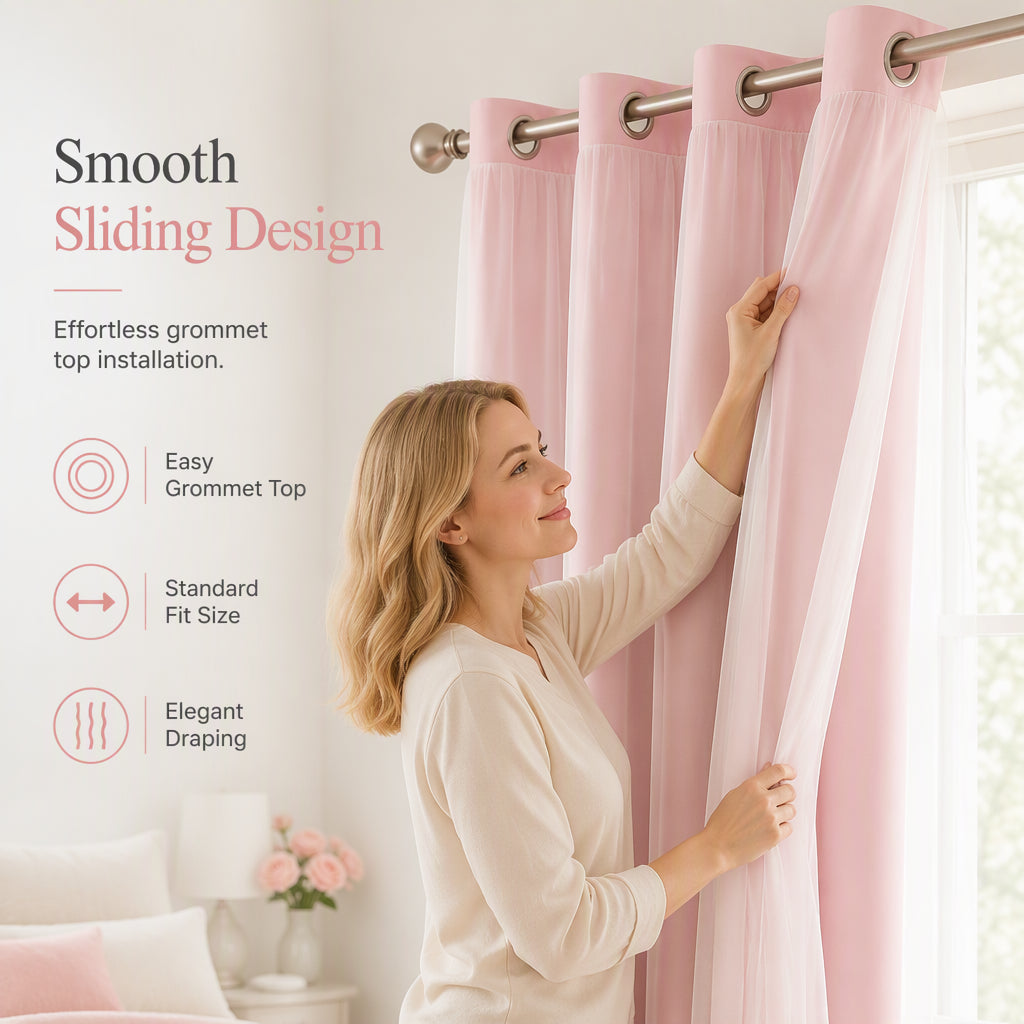 ✨ Double-Layer Curtains – Elegant Sheer Overlay & Light-Blocking Fabric for Cozy Bedrooms ❤️⭐