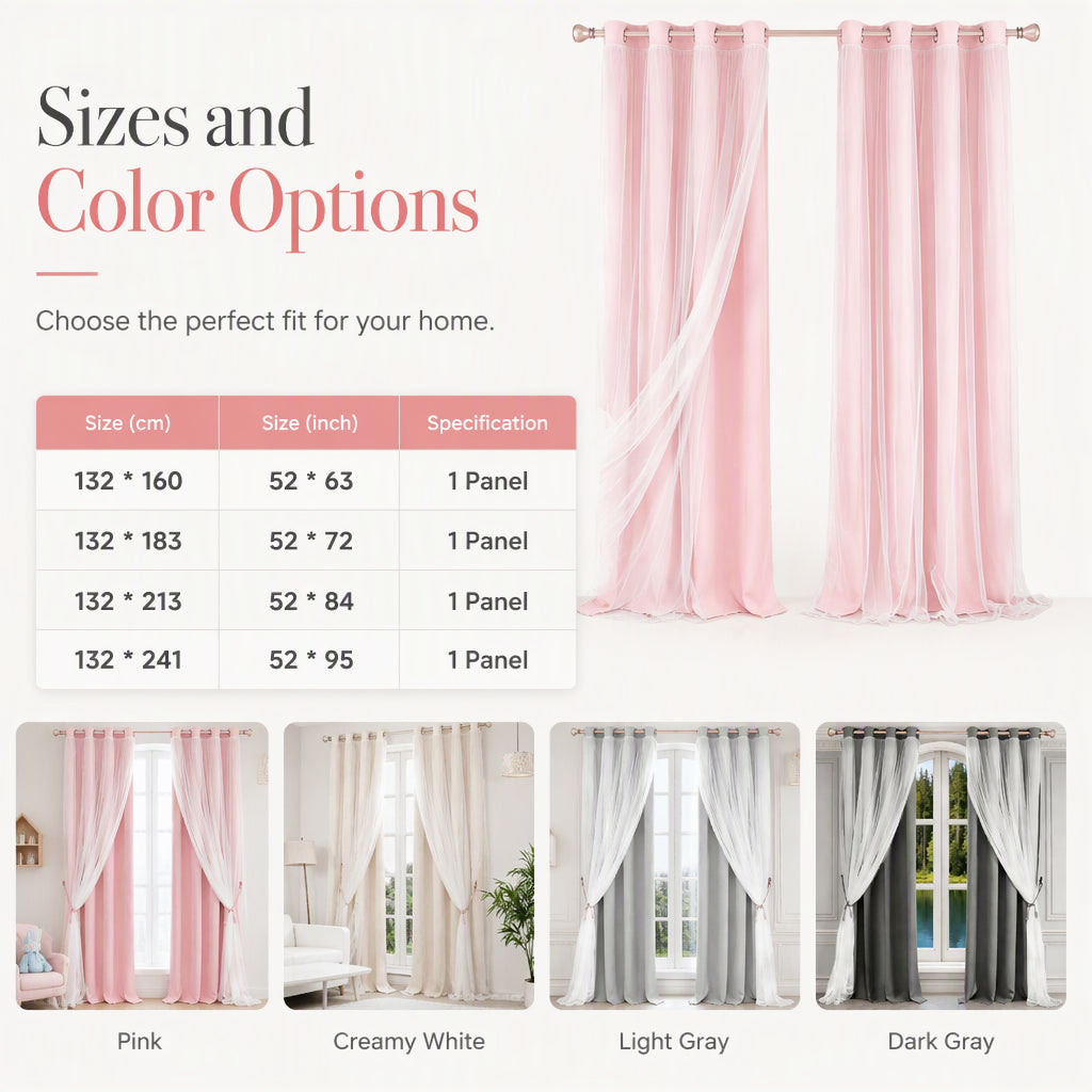 ✨ Double-Layer Curtains – Elegant Sheer Overlay & Light-Blocking Fabric for Cozy Bedrooms ❤️⭐