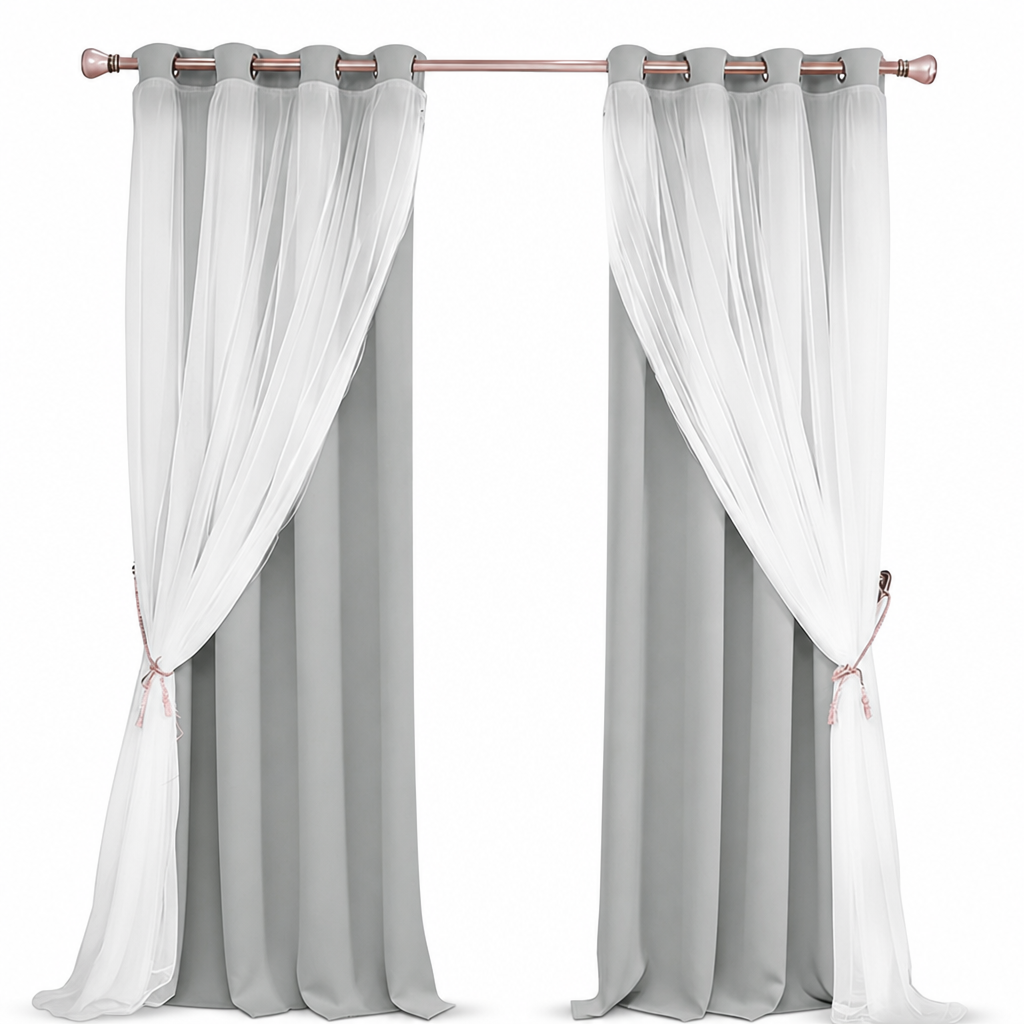 ✨ Double-Layer Curtains – Elegant Sheer Overlay & Light-Blocking Fabric for Cozy Bedrooms ❤️⭐