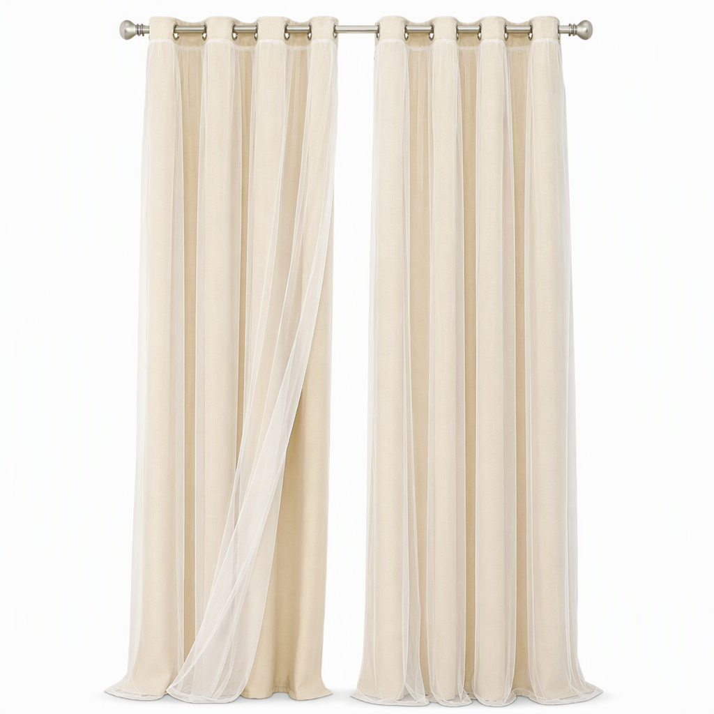 ✨ Double-Layer Curtains – Elegant Sheer Overlay & Light-Blocking Fabric for Cozy Bedrooms ❤️⭐