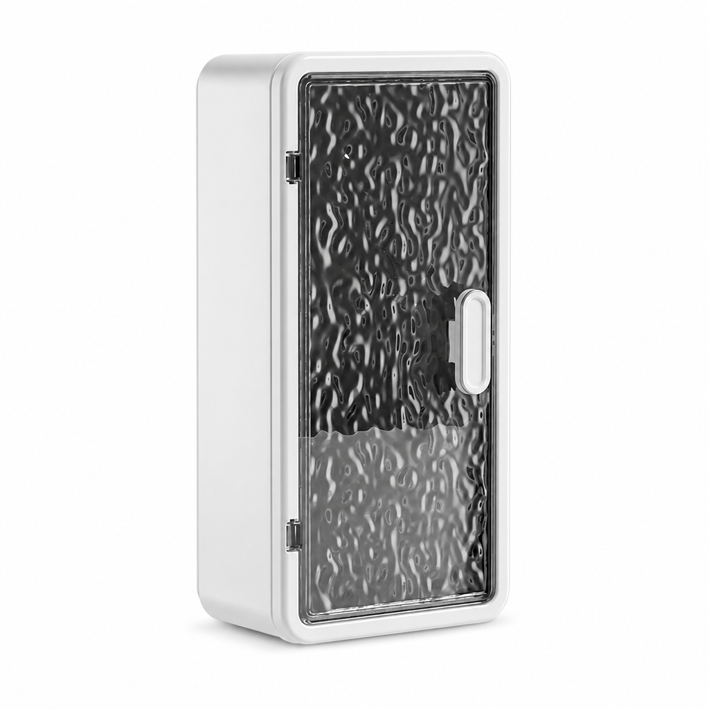 🛁 LIMITED-TIME 50% OFF! ✨ Wall-Mounted Bathroom Organizer – No-Drill, Glacier Texture & Drainage Slots