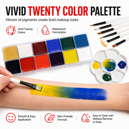 Face and Body Oil Palette for Kids and Adults Theatrical Chinese Opera Makeup and Festival Party Body Painting Pigment Kit