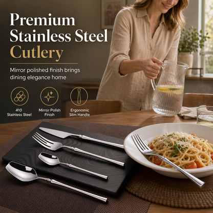 📢📢 50% OFF🥂304 Stainless Steel Cutlery Set – Elegant Slim-Design Knives, Forks & Spoons