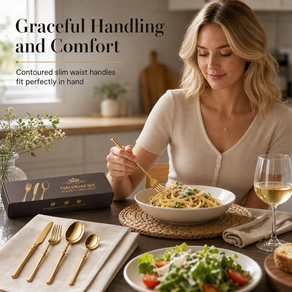 📢📢 50% OFF🥂304 Stainless Steel Cutlery Set – Elegant Slim-Design Knives, Forks & Spoons
