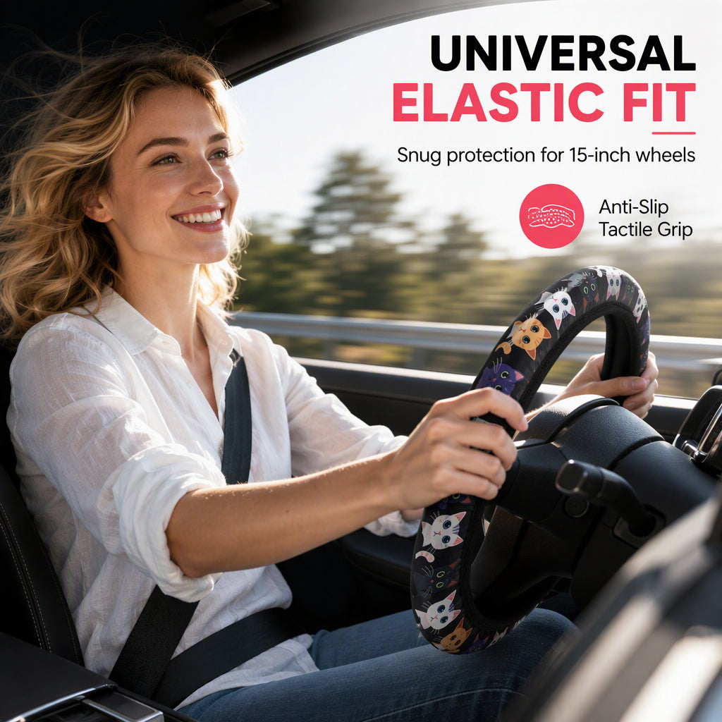 🚗 LIMITED-TIME 50% OFF! ✨ Ringless Silk Steering Wheel Cover – Breathable, Printed, All-Season ❄️