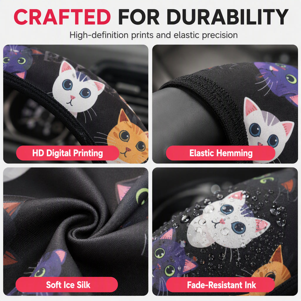 🚗 LIMITED-TIME 50% OFF! ✨ Ringless Silk Steering Wheel Cover – Breathable, Printed, All-Season ❄️